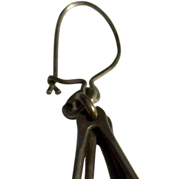 Vintage Handmade Sterling Silver Earrings Unmarked 925 Layered Open Teardrop - Picture 13 of 16